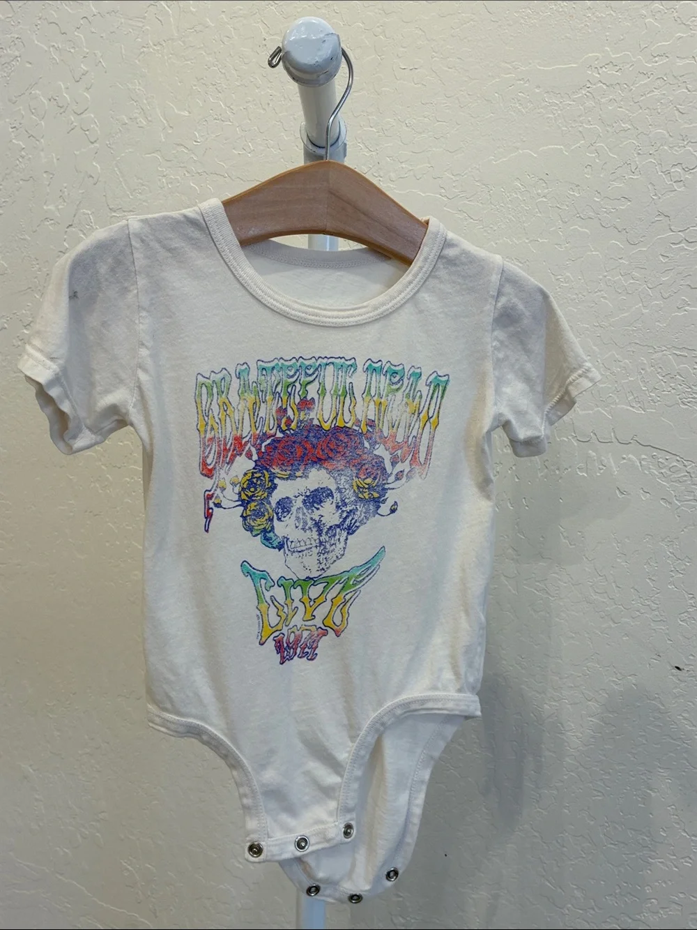 Rowdy Sprout White One-Piece Bodysuit with Multicolor Graphic